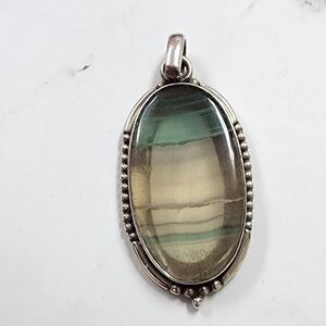 Rainbow Fluorite Pendant - Sterling Silver